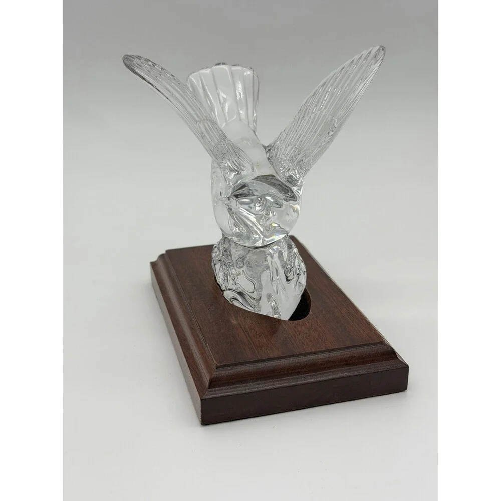 Waterford Crystal Collectors Society NIGHTINGALE Bird Figurine Wood Base